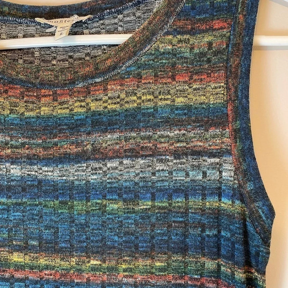 Monteau | Women's Midi Bodycon Multicolor Striped Sleeveless Sweater Dress Large - Picture 2 of 6